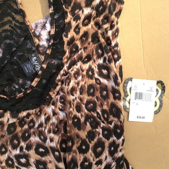 Self Esteem Leopard Print Blouse NWT - Size Large Junior's - Picture 3 of 3